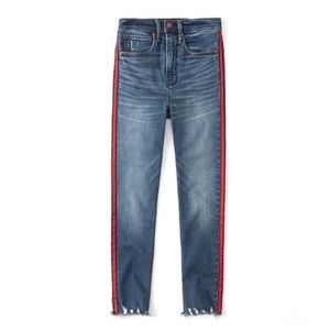 Abercrombie & Fitch Simone High Rise Ankle Red Stripe Jeans